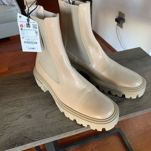 Zara taupe leather boots